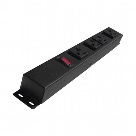 E-DUSTRY INC e-dustry EPS-HT104NV3 4 20A Outlet Hardwired Power Strip; Black - 12 in. EPS-HT104NV3